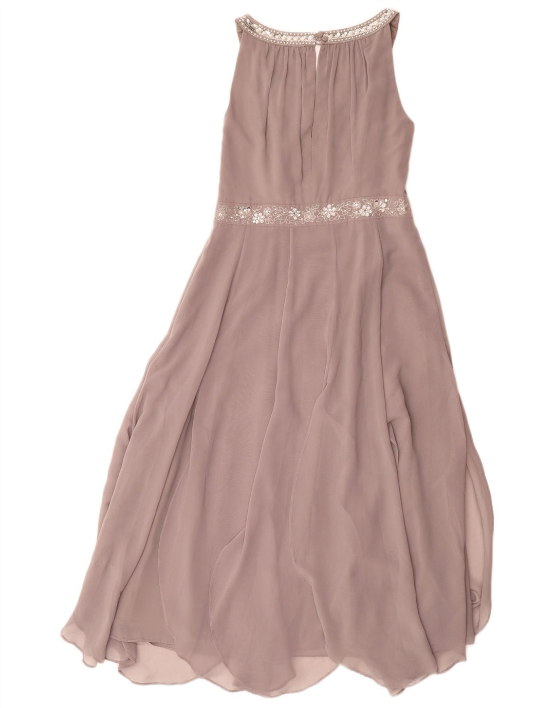 Monsoon Robe longue sans manches pour femme UK 8 Petit Gris Polyester