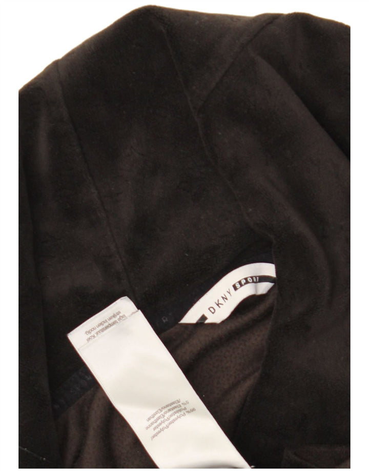 Dkny Haut à capuche surdimensionné en velours à manches longues pour femme UK 12 Noir moyen
