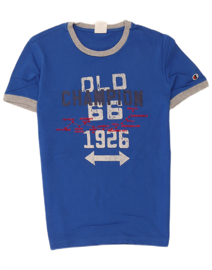 Champion T-Shirt Graphique Homme Petit Bleu Colorblock