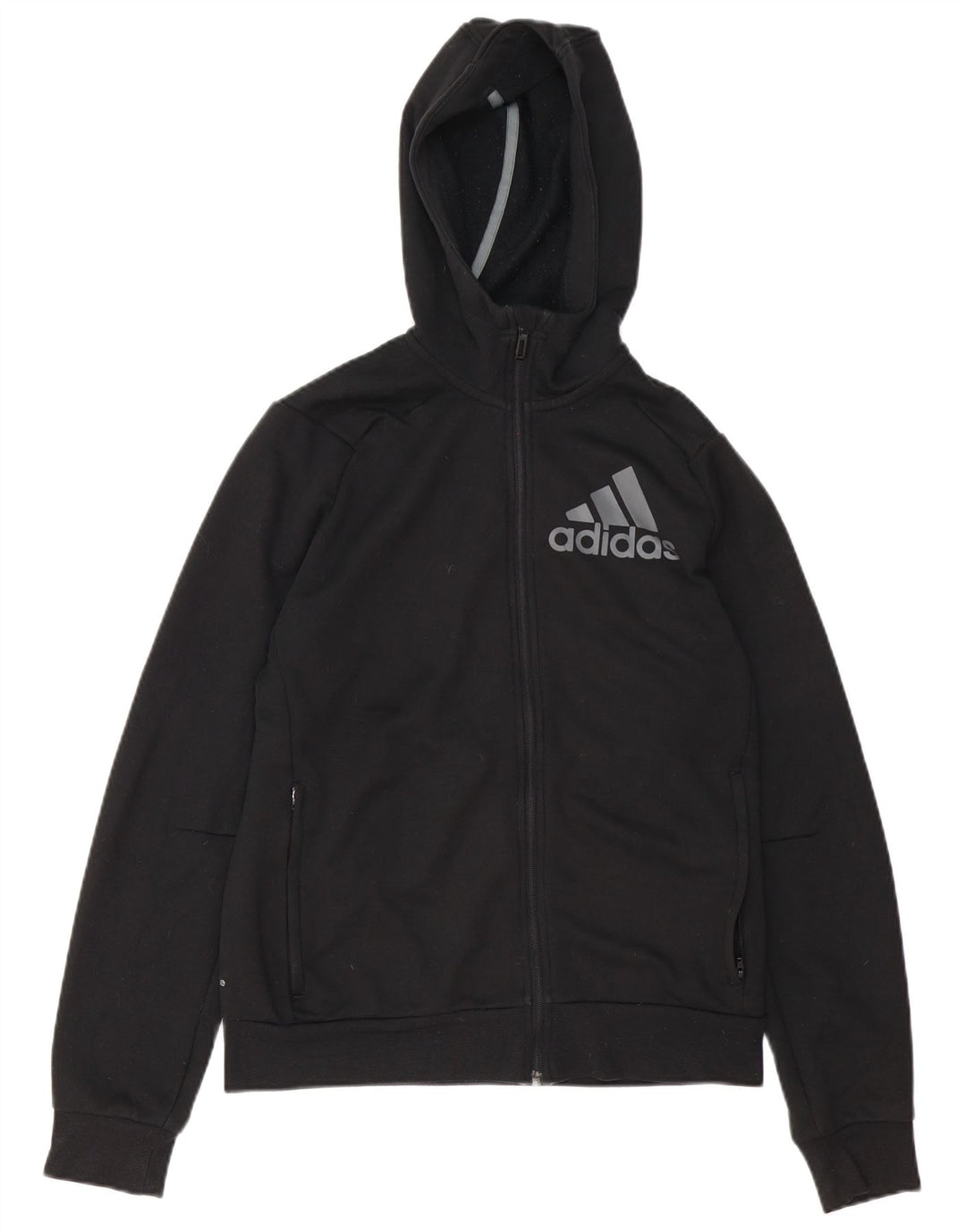 Adidas Pull à capuche zippé graphique pour homme Petit polyester noir
