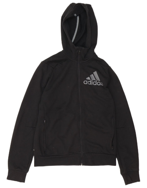 Adidas Pull à capuche zippé graphique pour homme Petit polyester noir