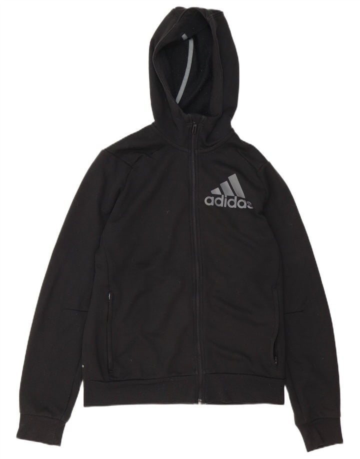 Adidas Pull à capuche zippé graphique pour homme Petit polyester noir