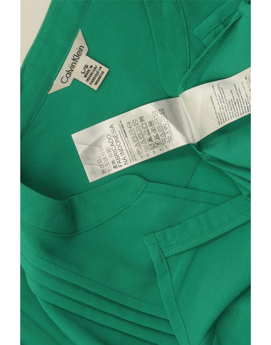 Calvin Klein Chemise Chemisier Femme UK 16 Large Vert Polyester