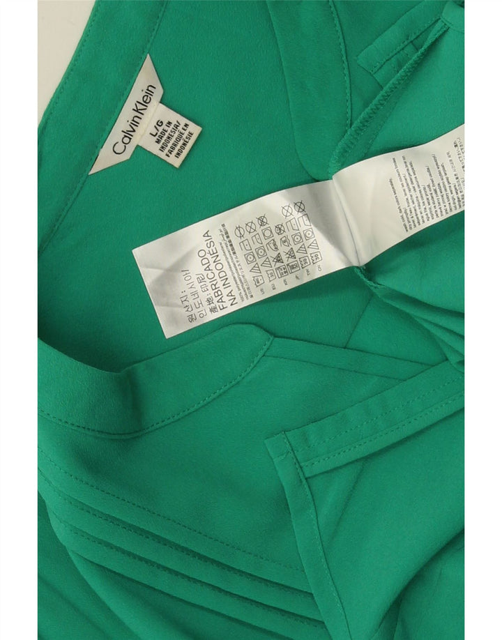 Calvin Klein Chemise Chemisier Femme UK 16 Large Vert Polyester