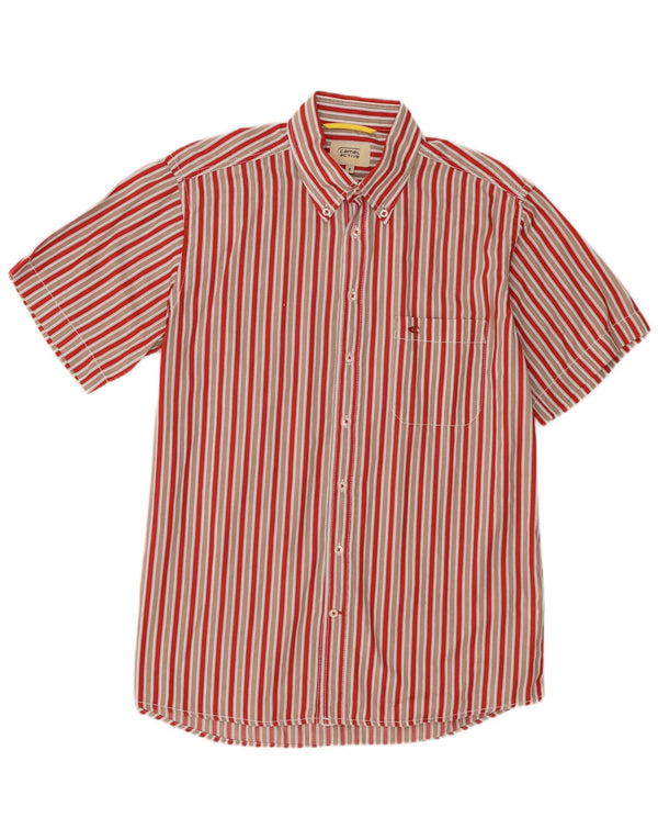 Chemise à Manches Courtes Homme Camel Active Coton Rayé Rouge Moyen