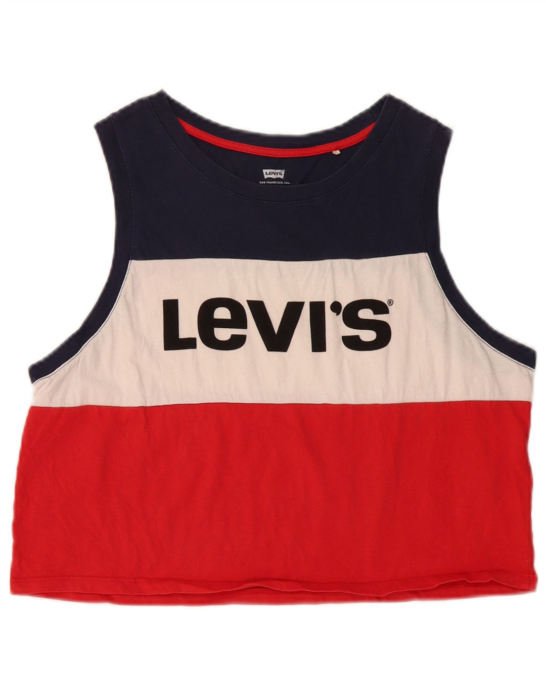 LEVI'S Débardeur court graphique pour femme UK 14 Large Multicolore Colourblock