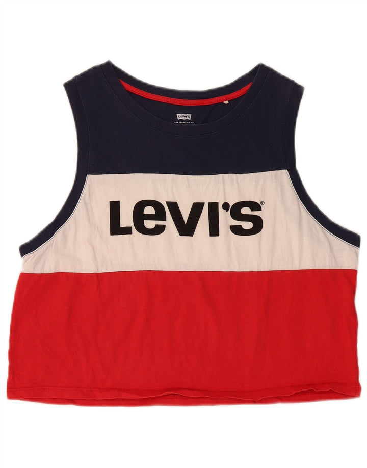 LEVI'S Débardeur court graphique pour femme UK 14 Large Multicolore Colourblock