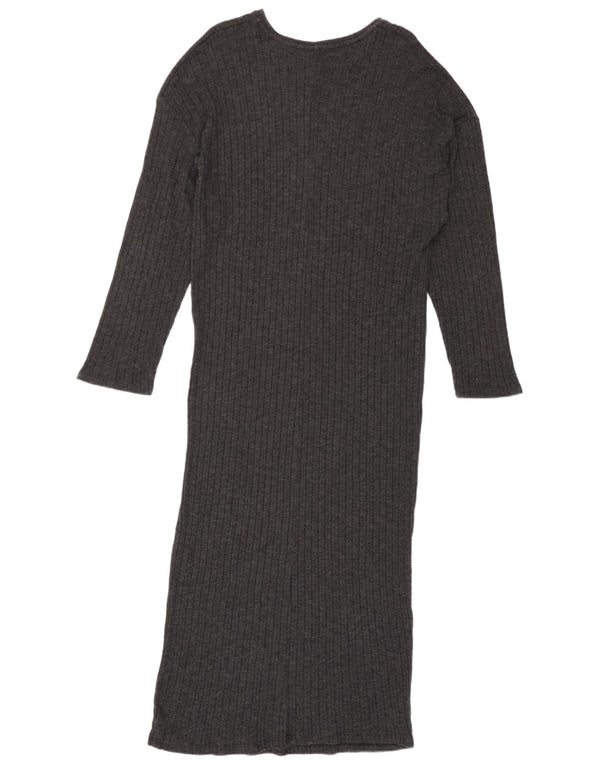 Zara Womens Trafaluc Robe pull à manches longues UK 16 Large Gris