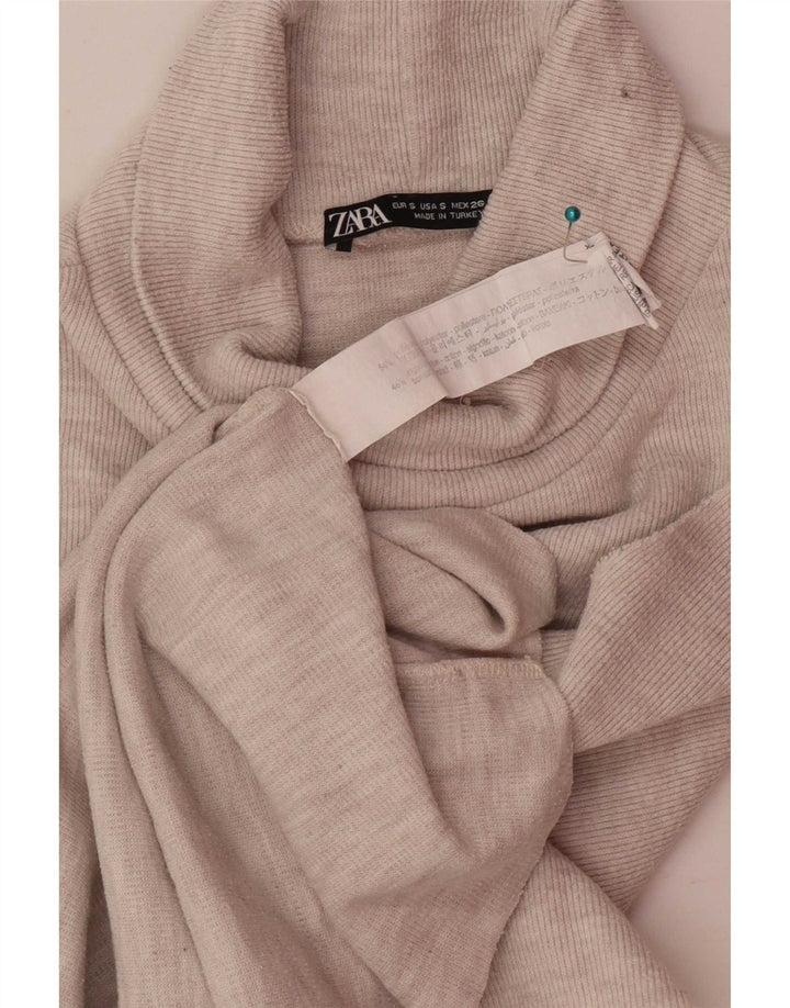 Zara Femme Crop Débardeur UK 10 Petit Beige Polyester