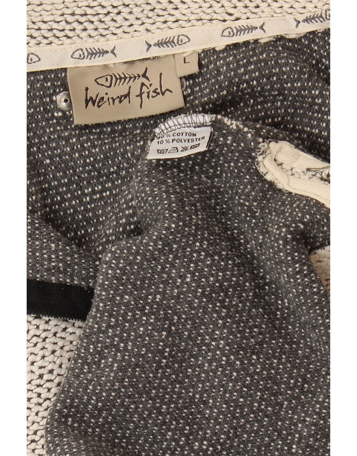 WEIRD FISH Sweat-shirt à col zippé pour homme en coton gris Taille L
