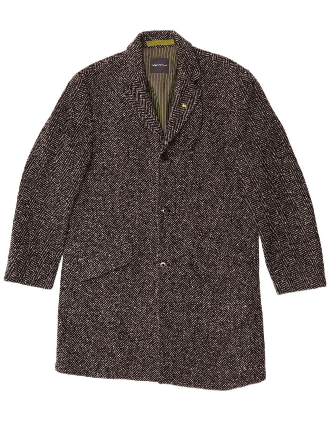 MARC O'POLO Pardessus Homme IT 50 Large Laine à Chevrons Gris