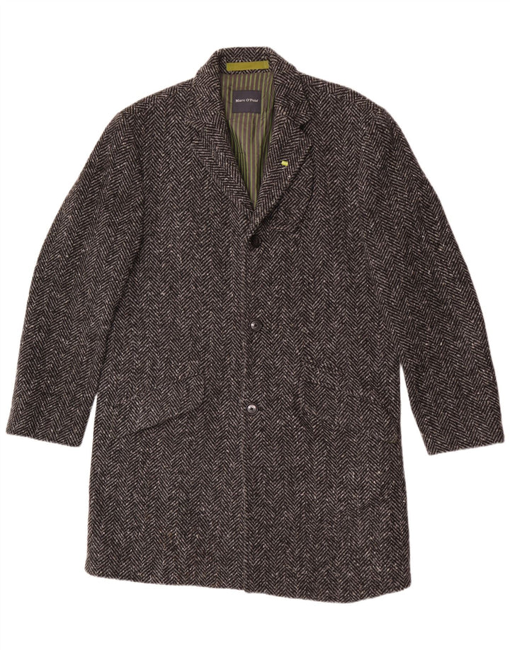 MARC O'POLO Pardessus Homme IT 50 Large Laine à Chevrons Gris