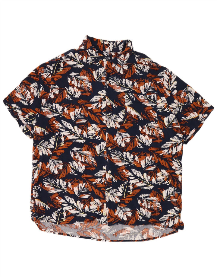 Chaps Chemise à manches courtes pour homme XL Rayonne florale bleue
