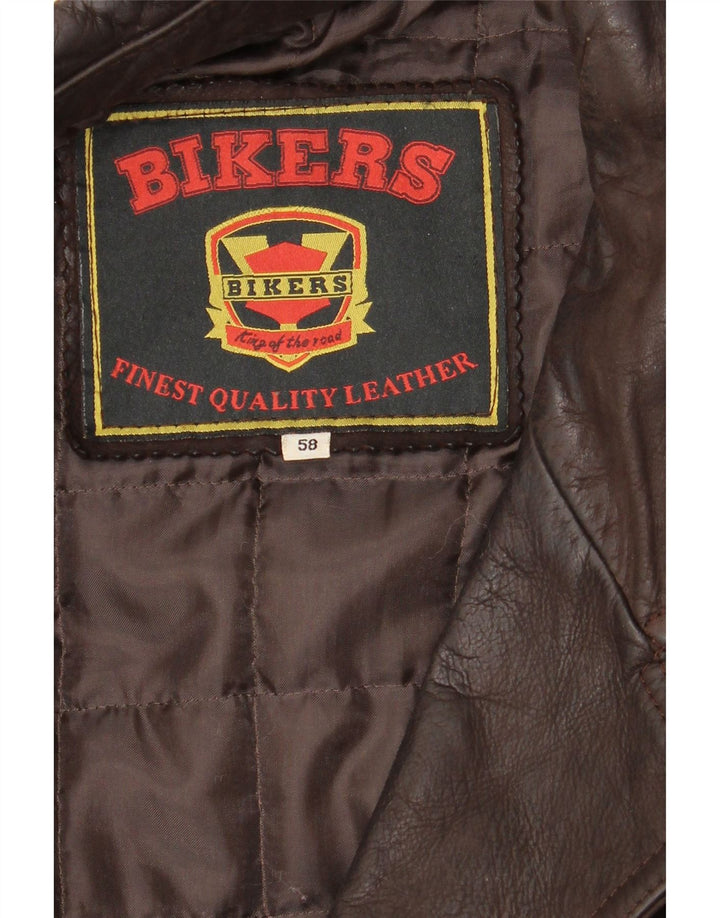 BIKERS Veste blazer en cuir à 4 boutons pour homme IT 58 4XL Cuir marron