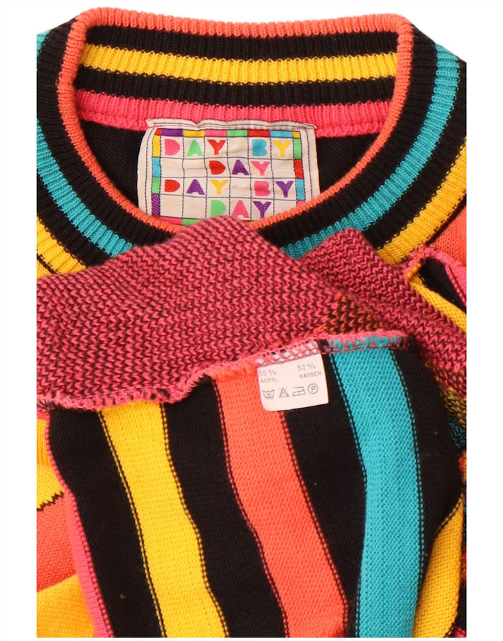 VINTAGE Pull ras du cou pour femme UK 16 Grand Multicolore