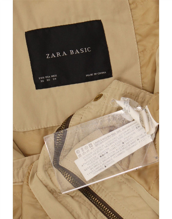Zara Parka à capuche pour femme UK 6 XS Beige Polyester