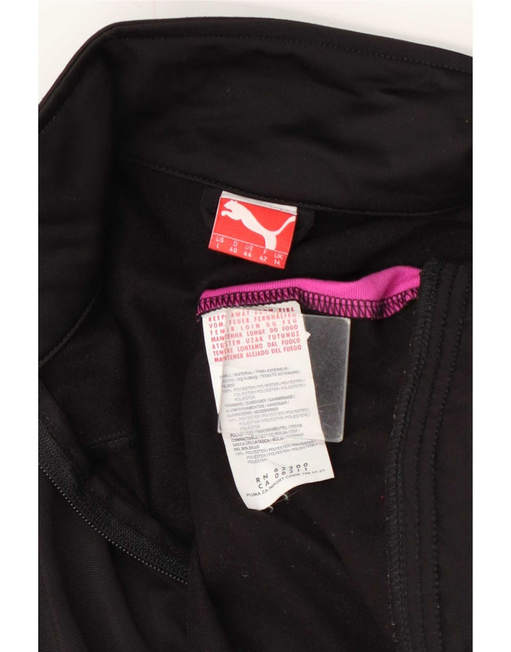 Puma Veste de survêtement pour femme UK 14 Large Noir Colorblock Polyester