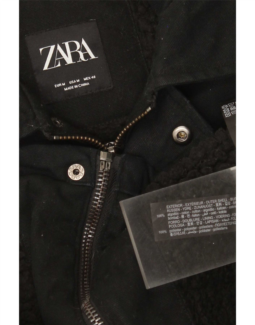 Zara Veste utilitaire pour homme UK 38 Coton noir moyen