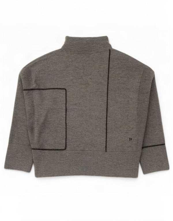 Zara Pull surdimensionné à col roulé pour femme UK 14 Acrylique gris moyen