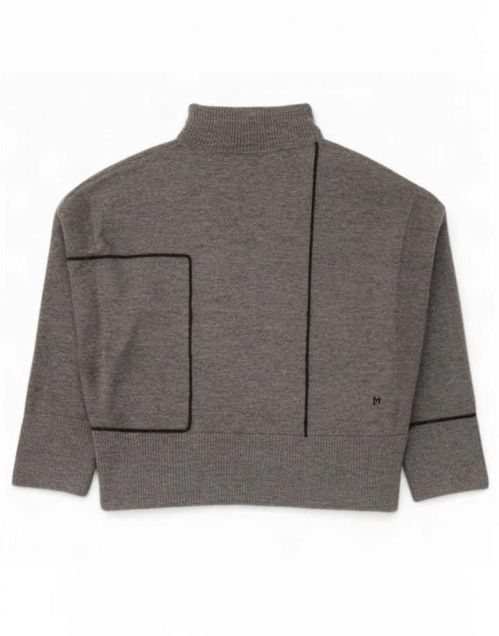 Zara Pull surdimensionné à col roulé pour femme UK 14 Acrylique gris moyen