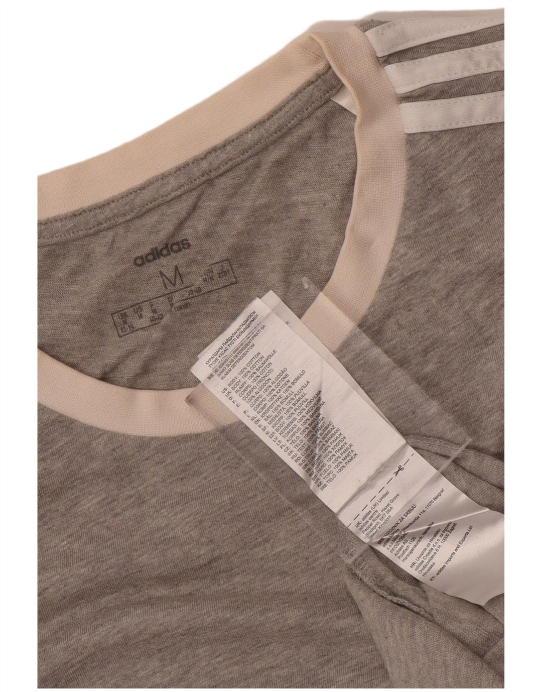 Adidas T-Shirt Femme Top UK 12/14 Gris Moyen Coton
