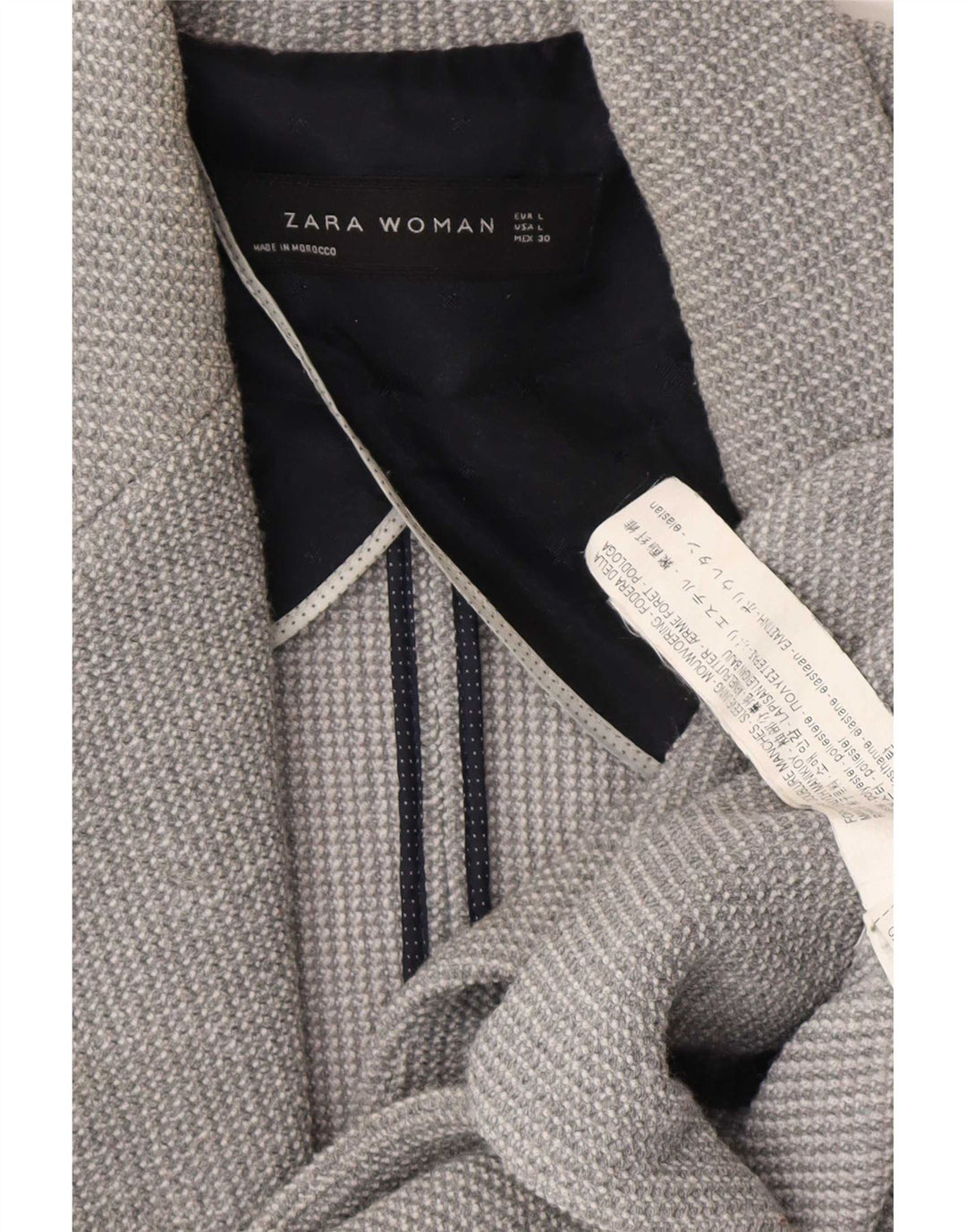 Zara Womens 1 Button Blazer Jacket UK 16 Large Gris Polyester