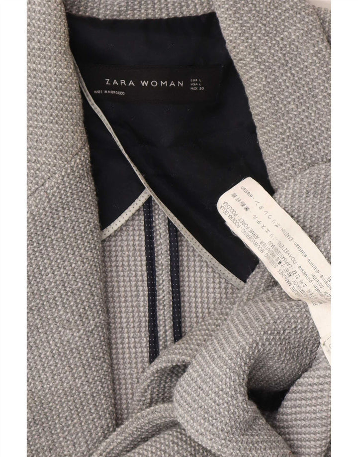 Zara Womens 1 Button Blazer Jacket UK 16 Large Gris Polyester