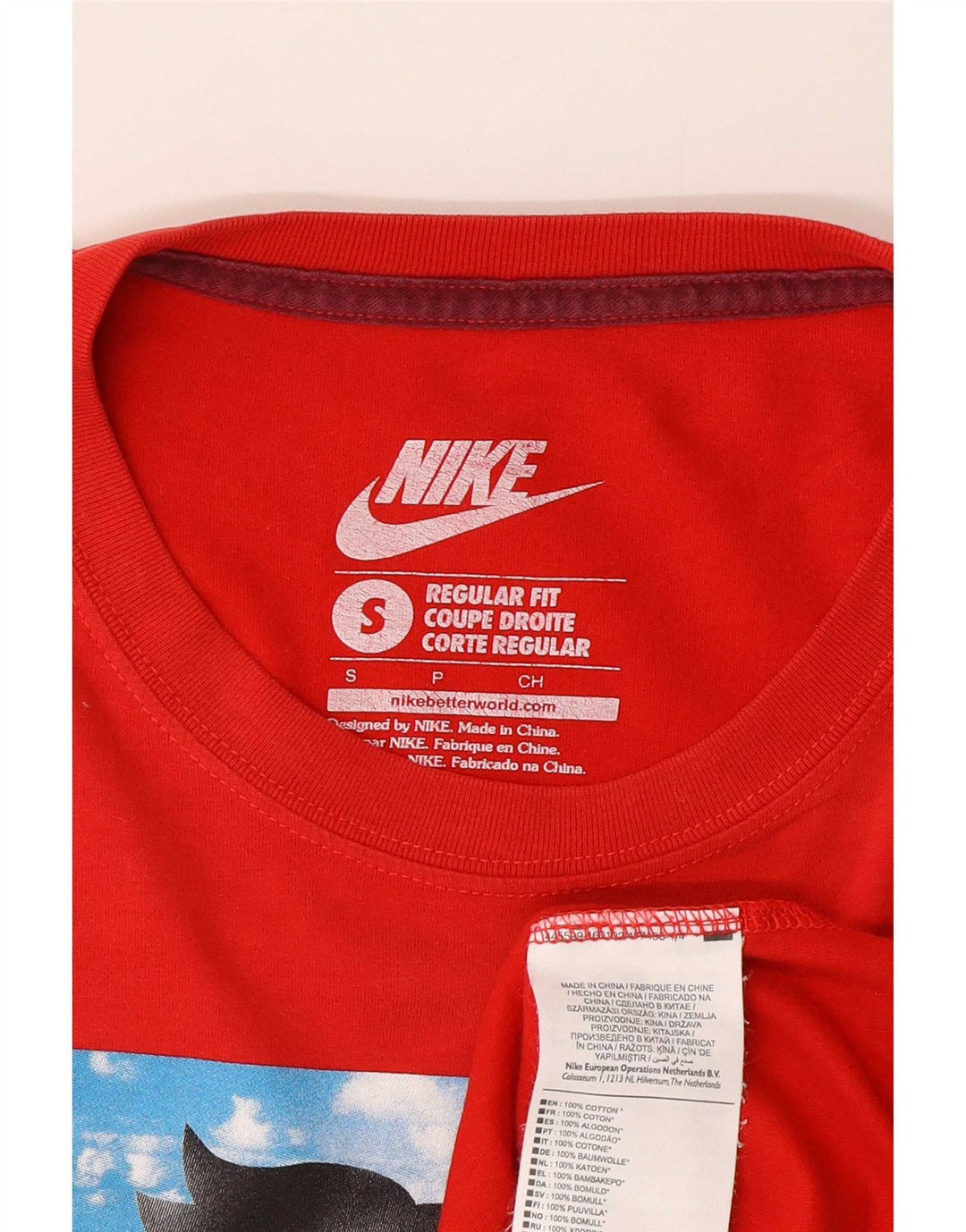 Nike Mens Regular Fit Graphic T-Shirt Top Petit Rouge Coton