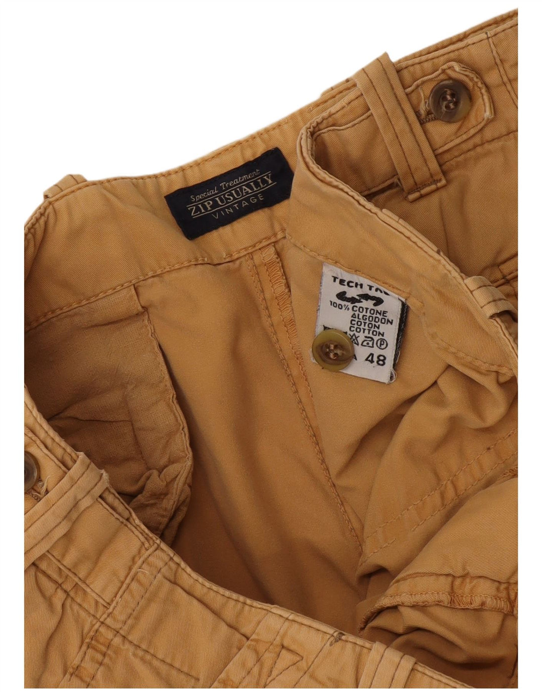 vintage Mens Chino Shorts IT 48 Moyen W32 Coton Jaune