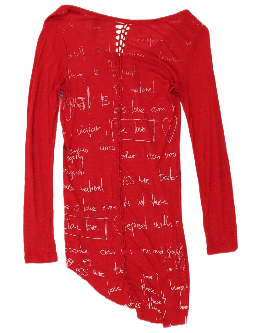 DESIGUAL Chemisier asymétrique à manches longues pour femme UK 8 Petit papillon rouge