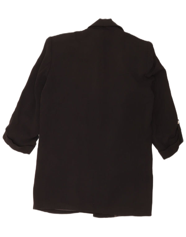 Zara Veste blazer ouverte surdimensionnée à manches 3/4 pour femme UK 6 XS Noir Polyester