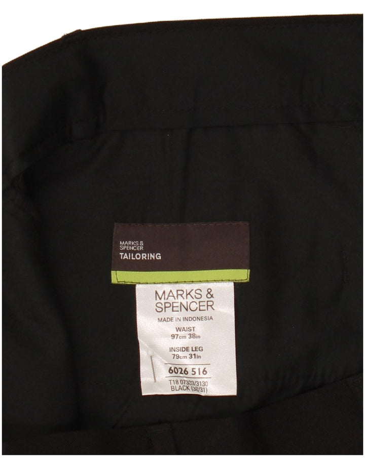 Marks & Spencer Pantalon Chino Droit Homme W38 L31 Noir Polyester