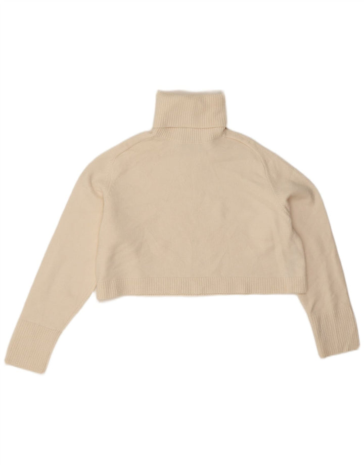 Zara Pull court surdimensionné à col roulé pour femme UK 14 Medium Off White