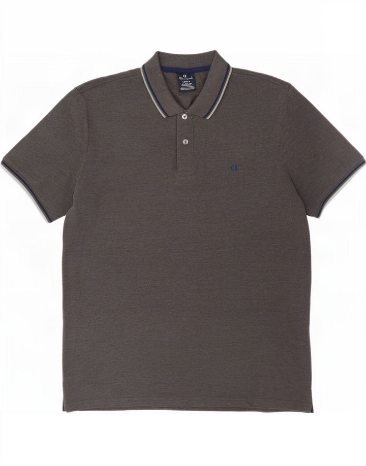 Champion Polo Homme Large Gris Rayé Coton