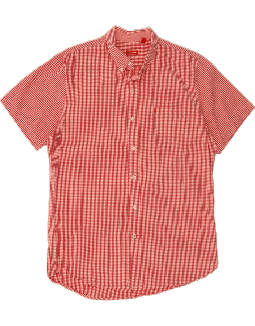 IZOD Mens Grant Fit Short Sleeve Shirt Large Red Gingham Cotton Vintage Izod and Second-Hand Izod from Messina Hembry 