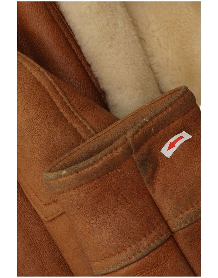 veste en peau de mouton vintage pour homme UK 40 Grande peau de mouton brune