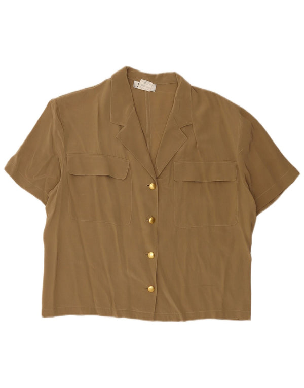 Genny Chemisier à manches courtes pour femme UK 46 Grande soie beige