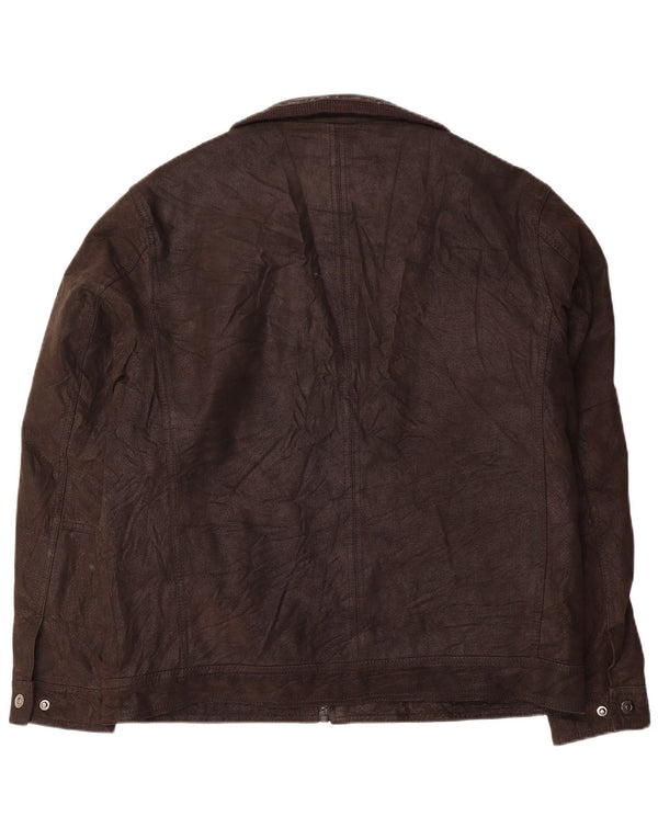 Angelo Litrico Veste en cuir pour homme UK 42 XL Cuir marron