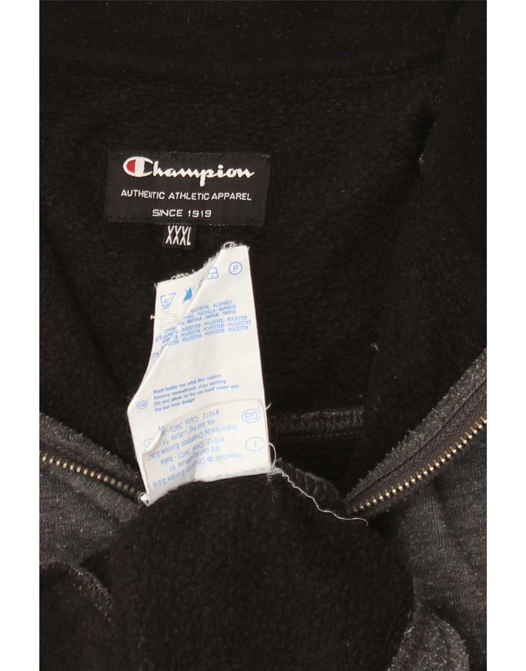 Champion Sweat-shirt à col zippé pour homme 3XL Gris Coton