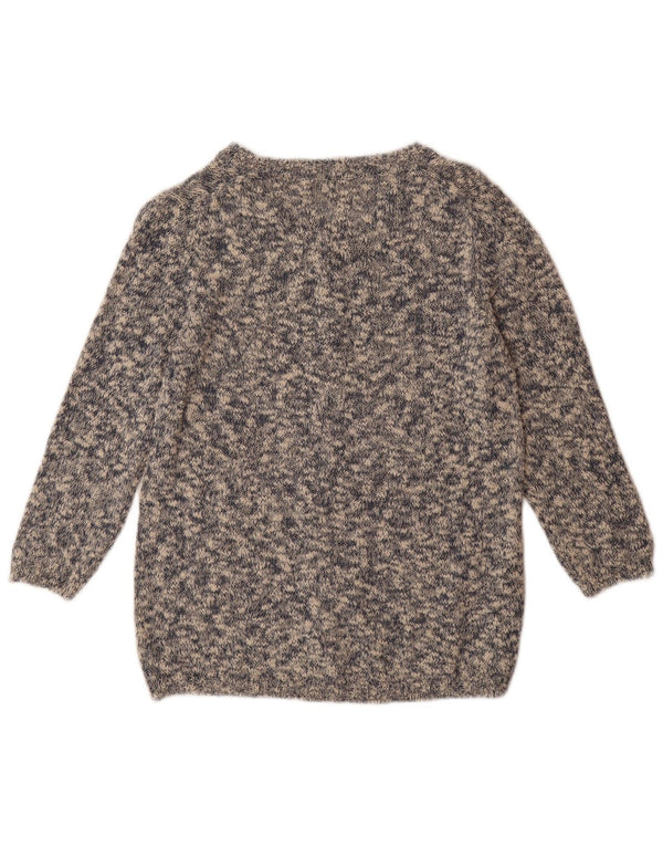 MASSIMO DUTTI Pull Cardigan Femme UK 12 Coton Chiné Gris Moyen