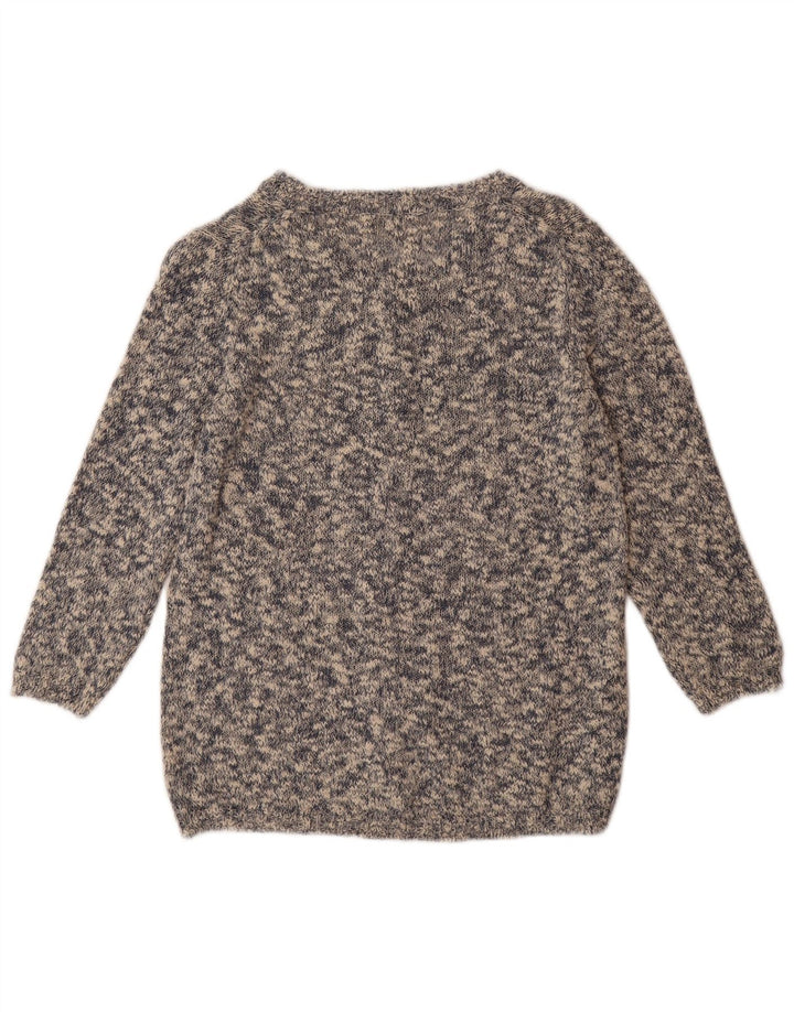 MASSIMO DUTTI Pull Cardigan Femme UK 12 Coton Chiné Gris Moyen