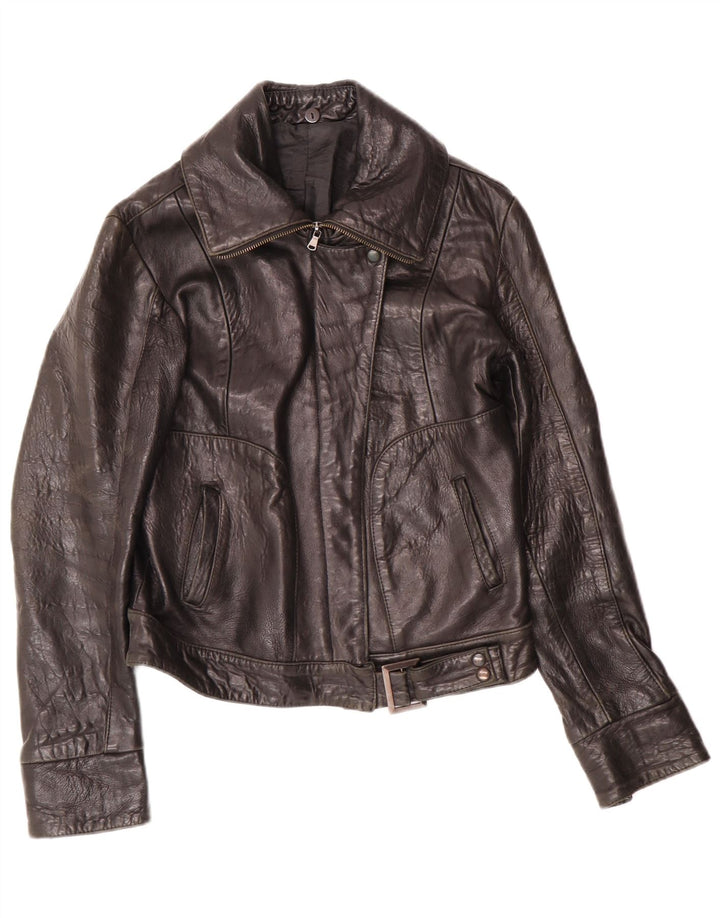 Veste en cuir femme vintage IT 44 Motard en cuir noir moyen