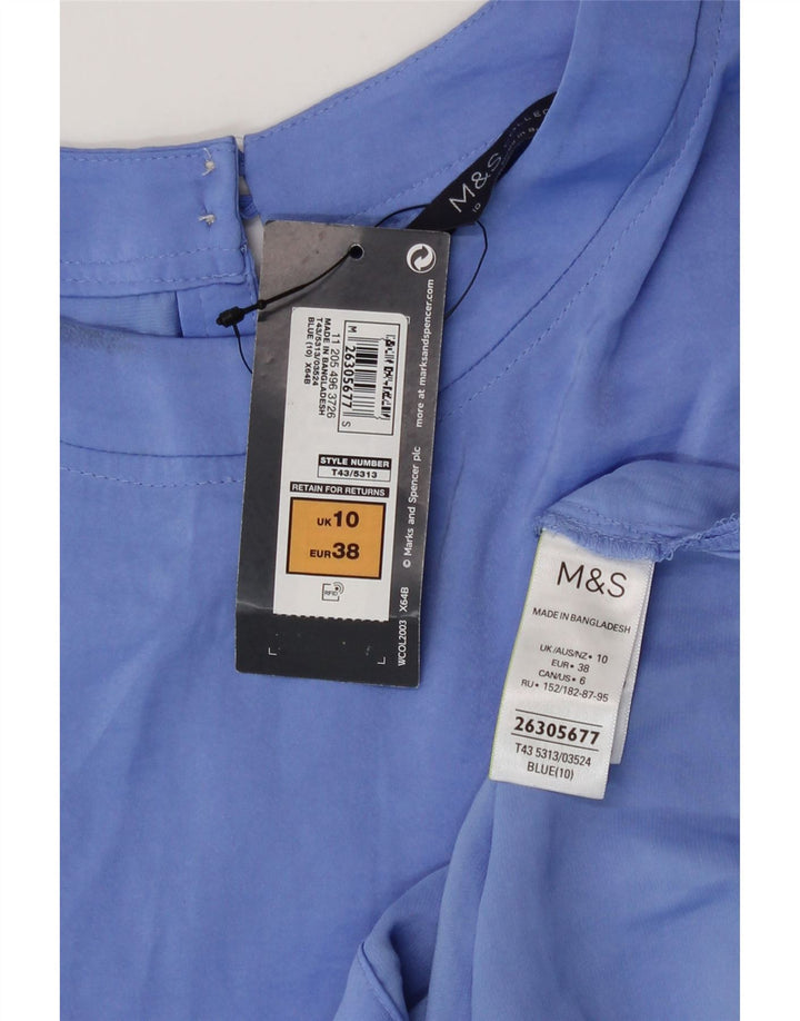 Marks & Spencer Chemisier à manches courtes pour femme UK 10 Petit Bleu Polyester