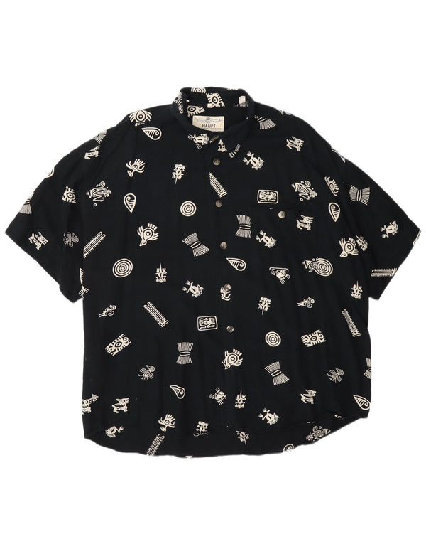 Haupt Chemise à manches courtes pour hommes à motif abstrait UK 45/46 2XL Bleu marine