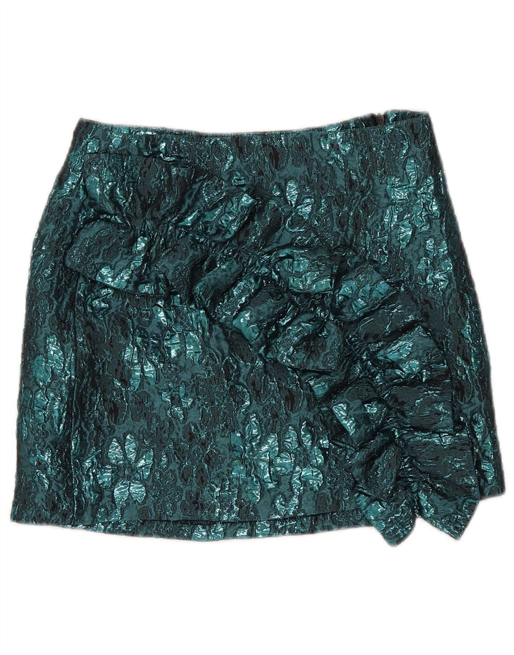 Zara Femme Mini Jupe XS W24 Bleu Floral Polyester