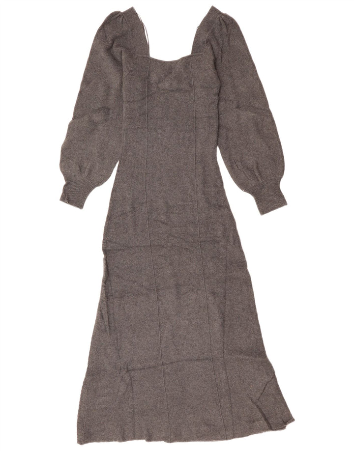 ZARA Robe pull à manches longues pour femme UK 8 Small Gris Acrylique
