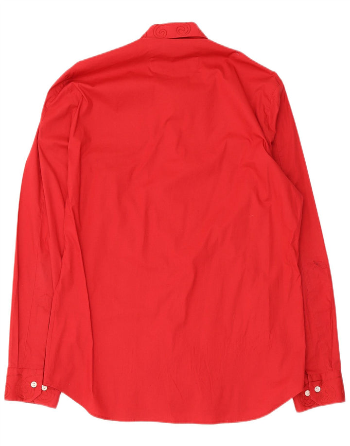 Hugo Boss Chemise en coton à motif cachemire rouge moyen