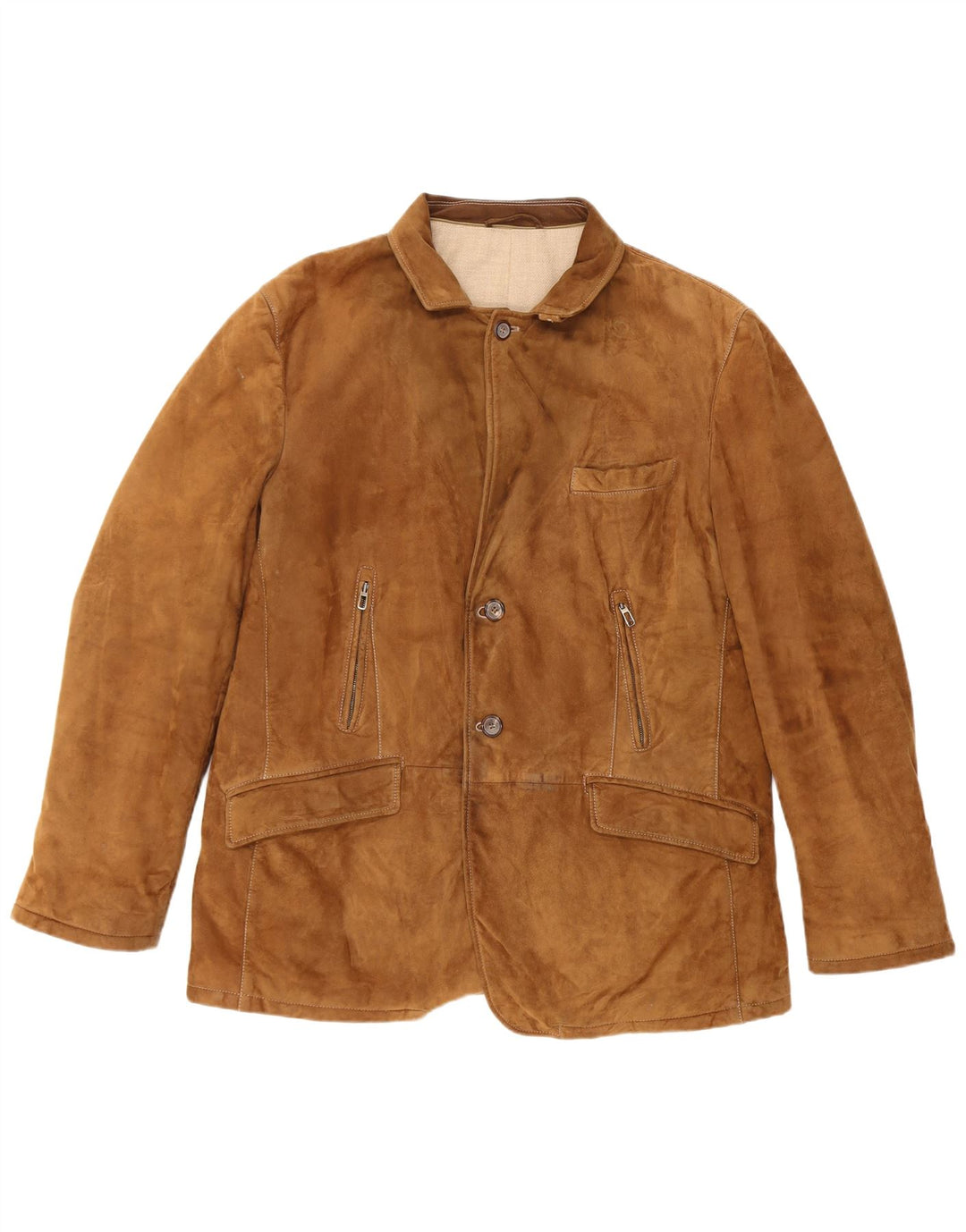 veste en daim homme vintage taille 60 3XL cuir marron
