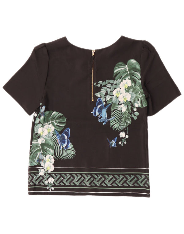 Oasis Chemisier Femme UK 6 XS Noir Floral Polyester