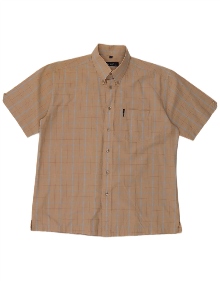 Ben Sherman Chemise à manches courtes pour homme Grand carreaux beiges